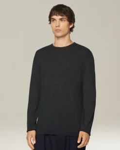 WOOL AND SILK BLEND CREW NECK JUMPER
