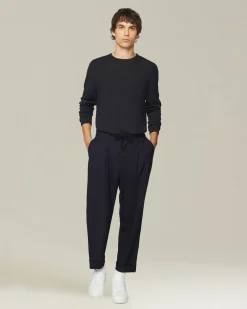 WOOL AND SILK BLEND CREW NECK JUMPER