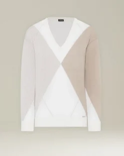 WOOL AND SILK V-NECK JUMPER