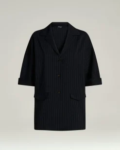 WOOL SHIRT WITH BLACK STRIPED PATTERN